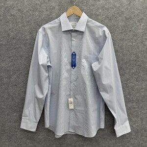 Calvin Klein Men's Wrinkle Free Fresh Dress Shirt Blue, 16-16.5 36/37, L, NEW